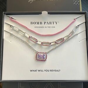 Pink and Silver Modern Minimalist Necklace